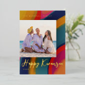 ハッピークワンザハンドホリ絵を描ーホリディフォトフォイルカード 箔シーズンカード (立ち正面)