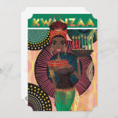 ハッピークワンザビューティフルアフリカンガールホリデーカード シーズンカード (正面/裏面)