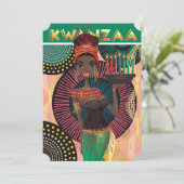 ハッピークワンザビューティフルアフリカンガールホリデーカード シーズンカード (スタンド正面)