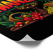 ハッピークワンザメンズクリスマスアフロアメリカンHappy K ポスター (角)