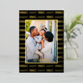 ハッピークワンザモダンムッドクロス写真黒金ゴールド 箔シーズンカード (立ち正面)