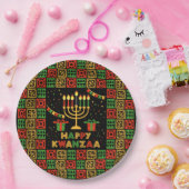 ハッピークワンザローソンドルレッドブラックグリーンイエロー9" ペーパープレート (パーティー)