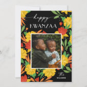 ハッピークワンザ。鮮やかな植物性フローラ写真 シーズンカード (正面)