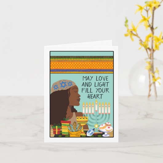 ハッピークワンツカフ（ユダヤ教）メノラーのシンボルとギフト カード (黄色い花)
