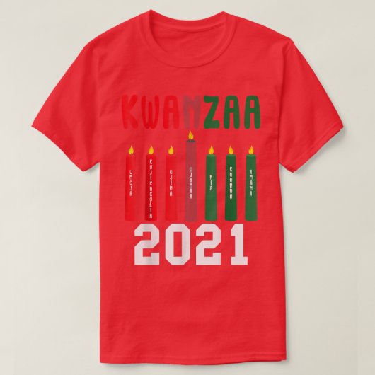 ハッピークワ祝ンザアの黒人アメリカT Tシャツ (デザイン正面)