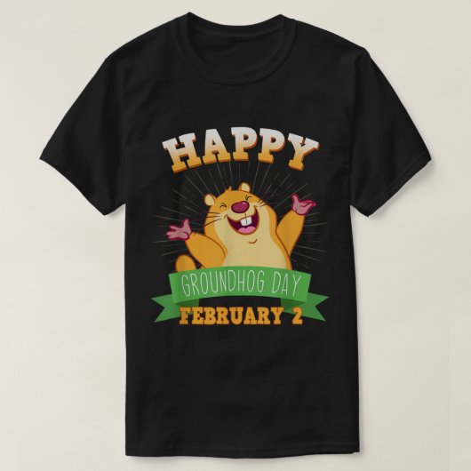 ハッピーグラウンドホグデイ長袖シャツ2月2日F Tシャツ (デザイン正面)