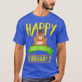 ハッピーグラウンドホッグの日2月2日の動物予測 Tシャツ