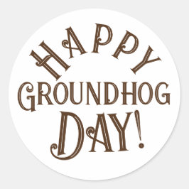 ハッピーグラウンドホッグの日！シンプルヴィンテージデザイン ラウンドシール
