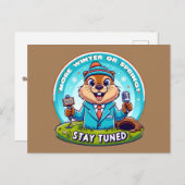 ハッピーグラウンドホッグの日:春または冬のニュース ポストカード (正面/裏面)