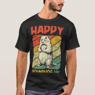 ハッピーグラウンドホッグデイ ビンテージ おもしろ ウッドチャック かわいい G Tシャツ