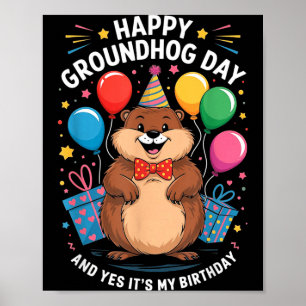 ハッピーグラウンドホッグデー＆私の誕生日2月2日 ポスター