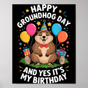ハッピーグラウンドホッグデー&私の誕生日2月2日 ポスター