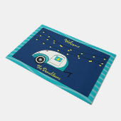 ハッピーグラムパーアクアマリンヴィンテージティアドロップトレーラー ドアマット (アングル)