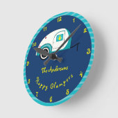 ハッピーグラムパーアクアマリンヴィンテージティアドロップトレーラー ラウンド壁時計 (傾斜)