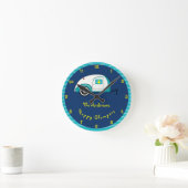 ハッピーグラムパーアクアマリンヴィンテージティアドロップトレーラー ラウンド壁時計 (ホーム)