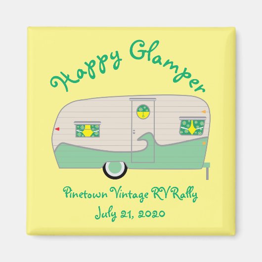 ハッピーグラムパーグリーンヴィンテージキャンドハムトレーラー マグネット (正面)