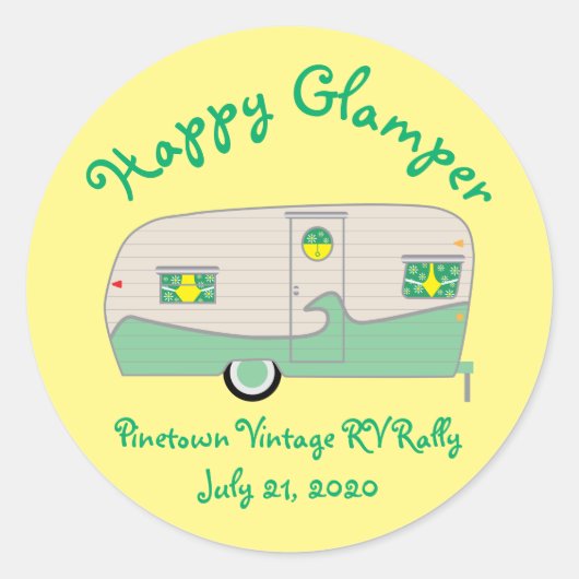 ハッピーグラムパーグリーンヴィンテージキャンドハムトレーラー ラウンドシール (正面)