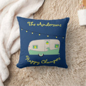 ハッピーグラムパーミントグリーンヴィンテージ缶ハムトレーラー クッション (ブランケット)