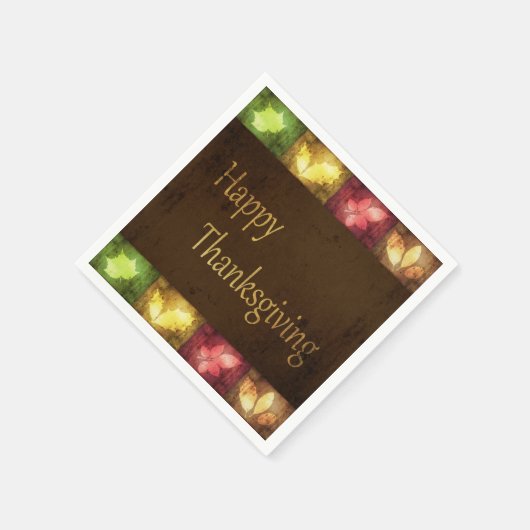 ハッピーグランジ感謝祭葉の数 スタンダードカクテルナプキン (角)