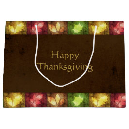 ハッピーグランジ感謝祭葉の数 ラージペーパーバッグ