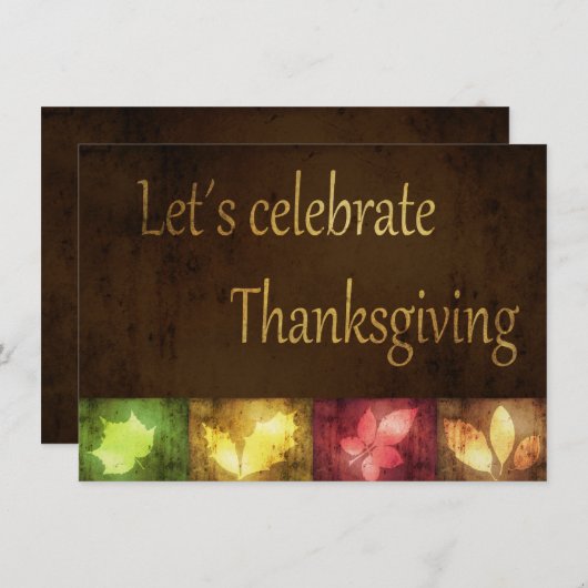 ハッピーグランジ感謝祭葉の数 招待状 (正面/裏面)