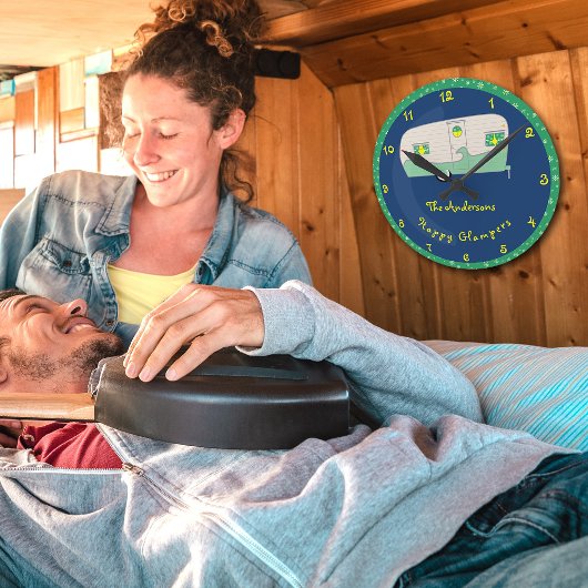 ハッピーグランパーグリーンヴィンテージ缶詰ハムトレーラー ラウンド壁時計