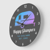 ハッピーグランパーズパープルキャングラデーションピング ラージ壁時計 (傾斜)