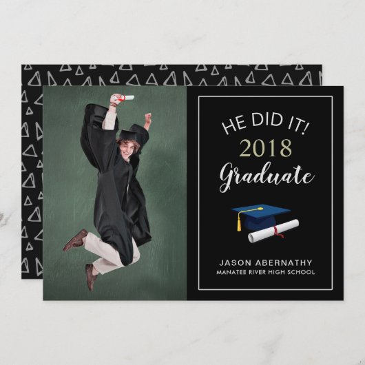 ハッピーグラードトレンディー写真パーティー発表 招待状 (正面/裏面)