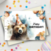 ハッピーグリズリーベアーワイルドアニマルポートレート誕生日 カード