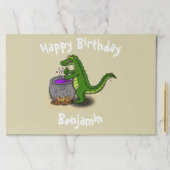 ハッピーグリーンアリゲーター料理ディナー漫画 ペーパーパッド (インサイチュ)