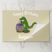 ハッピーグリーンアリゲーター料理ディナー漫画 ペーパーパッド (折り畳み)