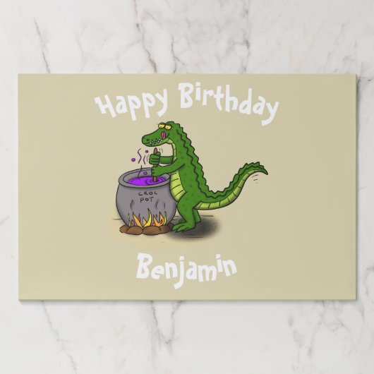 ハッピーグリーンアリゲーター料理ディナー漫画 ペーパーパッド (正面)