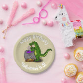 ハッピーグリーンアリゲーター料理ディナー漫画 ペーパープレート (パーティー)