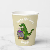 ハッピーグリーンアリゲーター料理ディナー漫画 紙コップ (裏面)