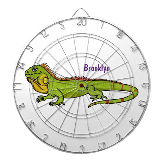 ハッピーグリーンイグアナ漫画イラストレーション ダーツボード (正面)