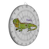 ハッピーグリーンイグアナ漫画イラストレーション ダーツボード (正面左)