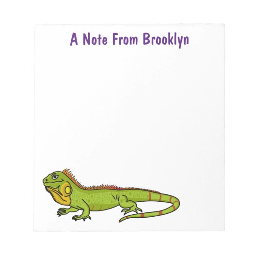 ハッピーグリーンイグアナ漫画イラストレーション ノートパッド (正面)