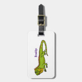 ハッピーグリーンイグアナ漫画イラストレーション ラゲッジタグ (正面縦)