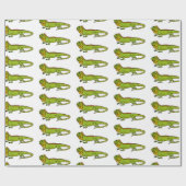 ハッピーグリーンイグアナ漫画イラストレーション ラッピングペーパー (フラット)