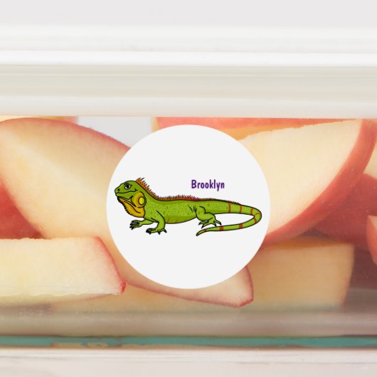 ハッピーグリーンイグアナ漫画イラストレーション ラベル (貼付)