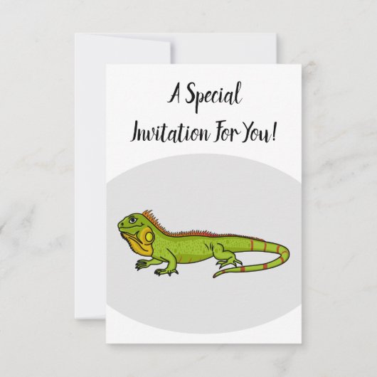 ハッピーグリーンイグアナ漫画イラストレーション 招待状 (裏面)