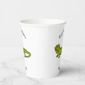 ハッピーグリーンイグアナ漫画イラストレーション 紙コップ (右)