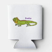 ハッピーグリーンイグアナ漫画イラストレーション 缶クーラー (裏面)