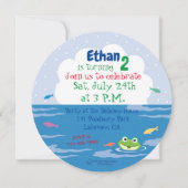 ハッピーグリーンカエルインポンド、2歳目の誕生日パーティー 招待状 (裏面)