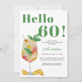 ハッピーグリーンカクテルドリンク60誕生日 招待状 (正面)