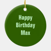 ハッピーグリーングレープカスタム誕生日 セラミックオーナメント (裏面)