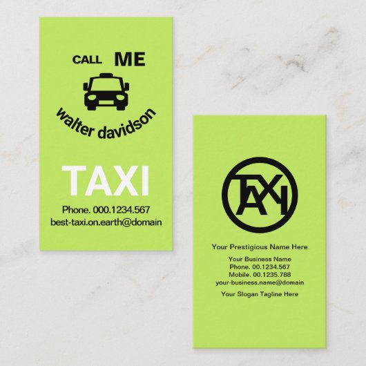 ハッピーグリーンスマイルドタクシー顔タクシードライバー 名刺 (正面/裏面)