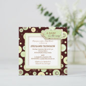 ハッピーグリーンドットニュートラルベビーシャワー招待状 招待状 (スタンド正面)