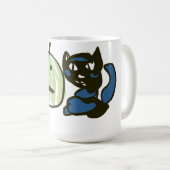 ハッピーグリーンハロウィーンのカボチャのちょうちん黒猫 コーヒーマグカップ (正面右)