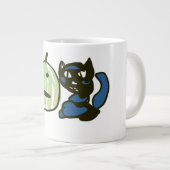 ハッピーグリーンハロウィーンのカボチャのちょうちん黒猫 ジャンボコーヒーマグカップ (正面右)